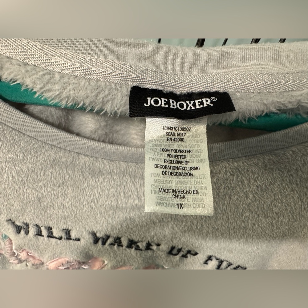 Joe Boxer Soft Fleece Will wake up for presents Pink Gray Plaid 1X 1XL Women PJs - Picture 3 of 11